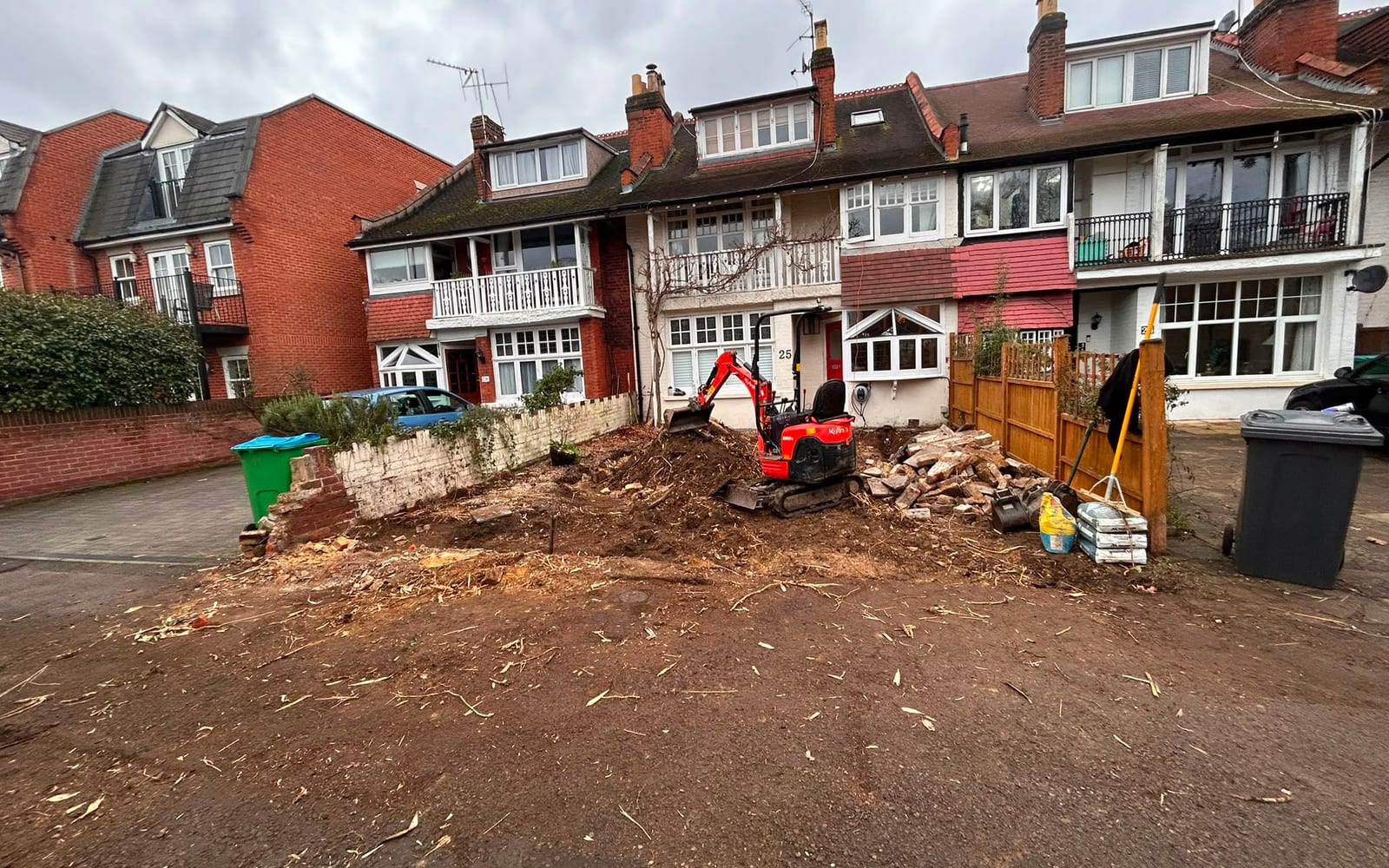 A worn frontage cleared and dug out ready for a new driveway by Hills Driveways & Patios